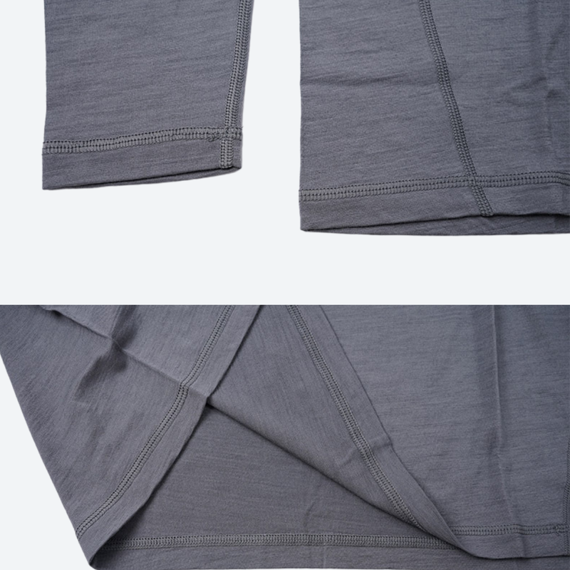 Men's 100% merino wool half-zip base layer top - gray merino wool half-zip top, for hiking and trail walking
