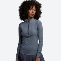 
                  
                    Women's breathable pure merino wool long-sleeve - gray merino wool half-zip top on women, for hiking and trail walking
                  
                