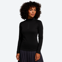 
                  
                    Women's breathable pure merino wool long-sleeve - black merino wool half-zip top on women, for layering in cold weather
                  
                