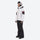 Women's breathable striped ski jacket with bibs - white jacket with black pants, for skiing and snowboarding