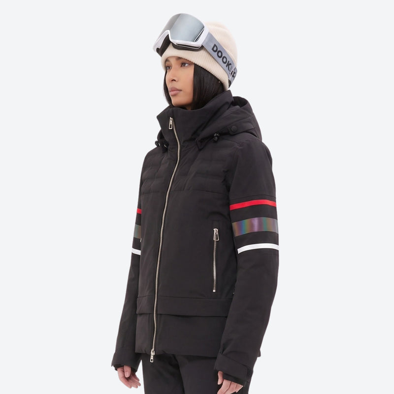 Women's waterproof 3L snow jacket and bib pants - black jacket, for cold-weather winter sports