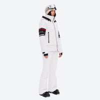 
                  
                    Women's 3-layer snowboard jacket and bib pants - white jacket with white pants, for powder and piste riding
                  
                