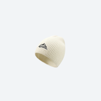 
                  
                    Ribbed knit snow cap with short brim - cream knit snow beanie, product view, for resort ski days
                  
                