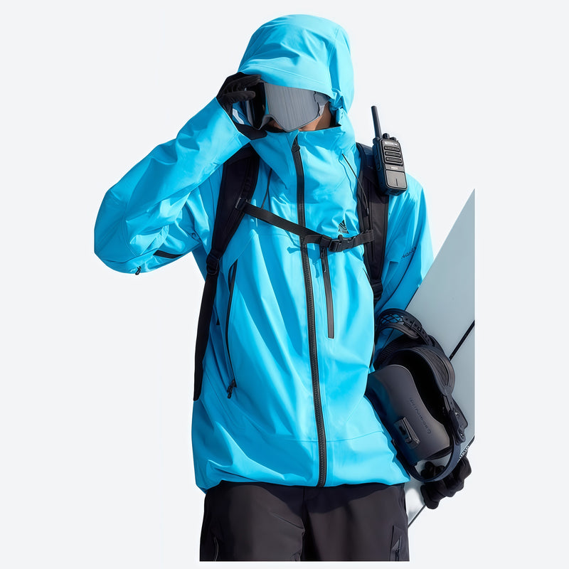 Women's waterproof 3L insulated snow jacket - blue insulated jacket, for powder and piste riding