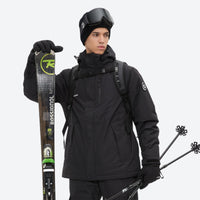
                  
                    Unisex waterproof 2L snow jacket and bib pants series - black, for resort and backcountry days
                  
                