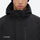 Breathable 2-layer ski jacket with suspender bibs - black, collar close-up detail, for resort and backcountry days