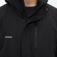 
                  
                    Unisex snowboard jacket and bibs set - black, collar interior close-up detail, for resort and backcountry days
                  
                