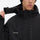 Unisex snowboard jacket and bibs set - black, collar close-up with hand, for powder and piste riding