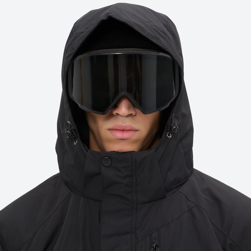 Unisex waterproof 2L snow jacket and bib pants series - black, for cold-weather winter sports