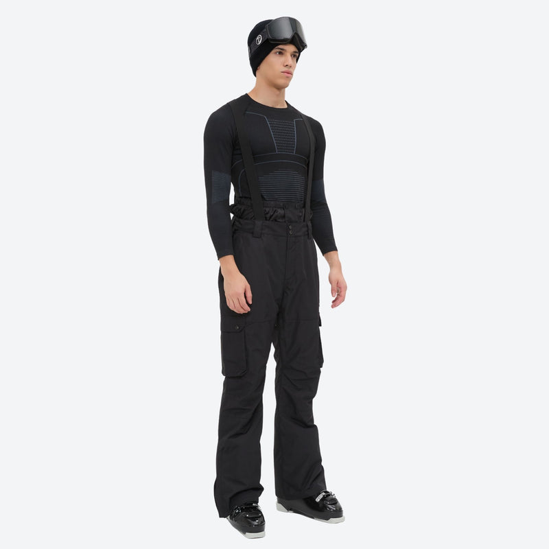 Unisex waterproof 2L snow jacket and bib pants series - black bib pants, for cold-weather winter sports