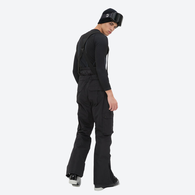 Unisex waterproof 2L snow jacket and bib pants series - black bib pants, for powder and piste riding