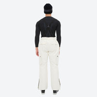 
                  
                    Unisex snowboard jacket and bibs set - white snow pants, on-model back view, for cold-weather winter sports
                  
                