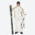 Unisex waterproof 2L snow jacket and bib pants series - white and tan colorblock jacket with white pants
