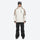 Unisex waterproof 2L snow jacket and bib pants series - white and tan colorblock jacket with black pants
