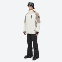 
                  
                    Breathable 2-layer ski jacket with suspender bibs - white and tan colorblock jacket with black pants
                  
                