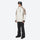 Breathable 2-layer ski jacket with suspender bibs - white and tan colorblock jacket with black pants