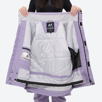 
                  
                    Women's 2-layer snowboard jacket and bibs set - lavender, interior lining open flat detail, for skiing and snowboarding
                  
                