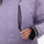 Women's waterproof 2L ski jacket and bib pants - lavender, chest pocket zip close-up with hand, for snowy mountain travel