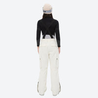 
                  
                    Women's 2-layer snowboard jacket and bibs set - white snow pants, on-model back view, for skiing and snowboarding
                  
                