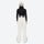 Women's 2-layer snowboard jacket and bibs set - white snow pants, on-model back view, for skiing and snowboarding