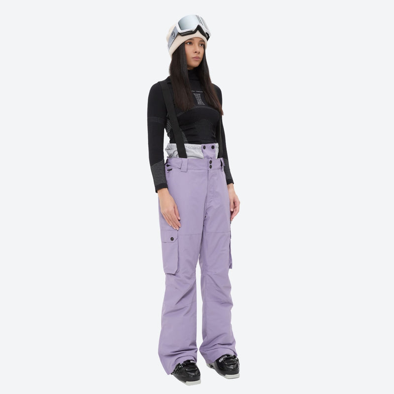 Women's breathable ski jacket with suspender pants - lavender snow pants, for resort and cross-country days