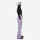 Women's 2-layer snowboard jacket and bibs set - lavender snow pants, on-model side view, for cold-weather winter sports