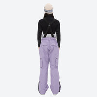 
                  
                    Women's waterproof 2L ski jacket and bib pants - lavender snow pants, on-model back view, for snowy mountain travel
                  
                