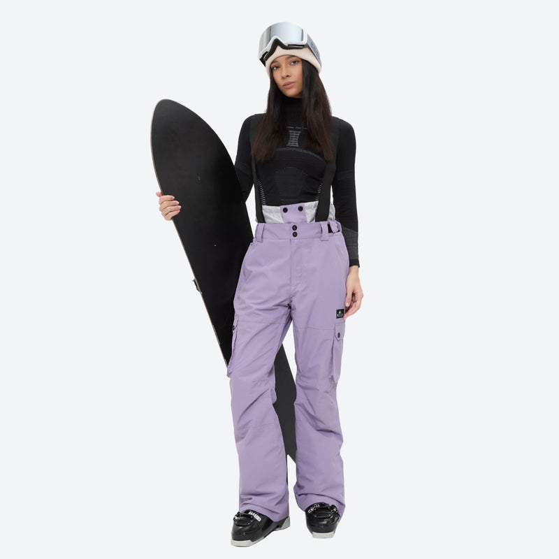 Women's waterproof 2L ski jacket and bib pants - lavender snow pants, for skiing and snowboarding