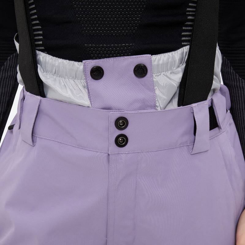 Women's waterproof 2L ski jacket and bib pants - lavender snow pants, for cold-weather winter sports