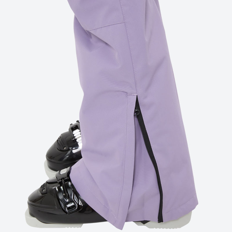 Women's 2-layer snowboard jacket and bibs set - lavender snow pants, knee vents dump heat