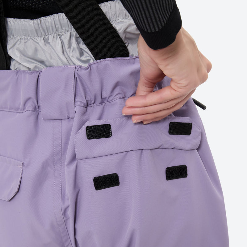 Women's waterproof 2L ski jacket and bib pants - lavender snow pants, 2-layer waterproof breathable shell