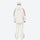 Women's breathable ski jacket with suspender pants - white and tan colorblock jacket with white pants, knee vents dump heat