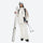 Women's waterproof 2L ski jacket and bib pants - white and tan colorblock jacket with white pants