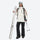 Women's 2-layer snowboard jacket and bibs set - white and tan colorblock jacket with black pants, knee vents dump heat