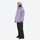 Women's 2-layer snowboard jacket and bibs set - lavender jacket with black pants, for snowy mountain travel