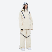 
                  
                    Women's snowboard jacket and wide-leg pants - cream jacket with cream pants, for resort and street wear
                  
                