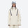 Women's breathable ski jacket with iridescent straps - cream jacket, on-model front view, for skiing and snowboarding