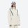 Women's breathable ski jacket with iridescent straps - cream jacket, on-model front view, for cold-weather winter sports