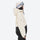 Waterproof snow jacket and pants set - cream and black colorblock, on-model hood side view, for resort and backcountry days