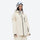 Women's reflective trim ski jacket with suspender bibs - cream jacket with cream bib pants, on-model three-quarter front view