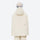 Breathable ski jacket and snow pants combo - women's cream, on-model back hood view, for cold-weather winter sports