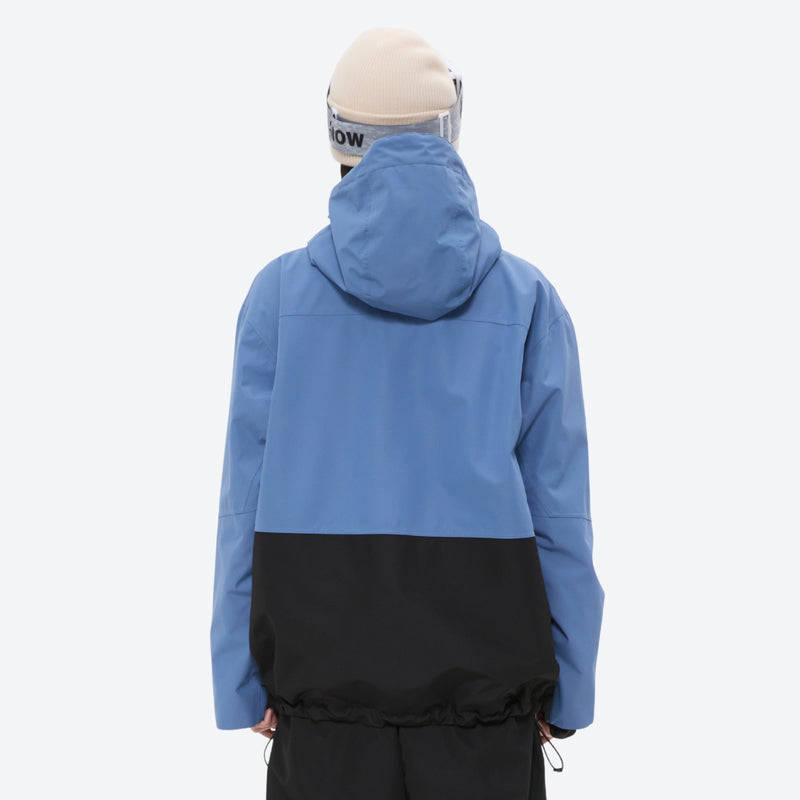 Breathable ski jacket and snow pants combo - blue and black colorblock, for resort and backcountry days