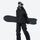 Colorblock snowboard jacket and pants set - black, on-model front holding snowboard horizontal, for powder and piste riding