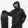 Colorblock snowboard jacket and pants set - black, on-model side view, for skiing and snowboarding