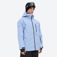 
                  
                    Men's colorblock snowboard jacket and pants - sky blue, on-model front view, for cold-weather winter sports
                  
                