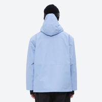 
                  
                    Men's breathable ski jacket and pants combo - sky blue, on-model back hood view, for resort and backcountry days
                  
                