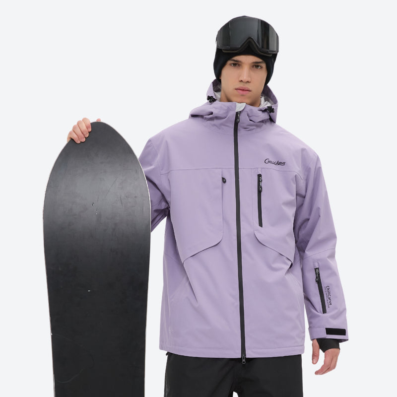 Men's waterproof 2L snow jacket and pants set - lavender, for cold-weather winter sports