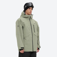 
                  
                    Unisex waterproof 3L bib snow pants - sage green jacket with black bib pants, for cold-weather winter sports
                  
                