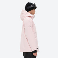 
                  
                    Men's breathable ski jacket and pants combo - light pink, on-model hood side view, for skiing and snowboarding
                  
                