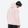 Men's colorblock snowboard jacket and pants - light pink, on-model hood side view, for resort and backcountry days